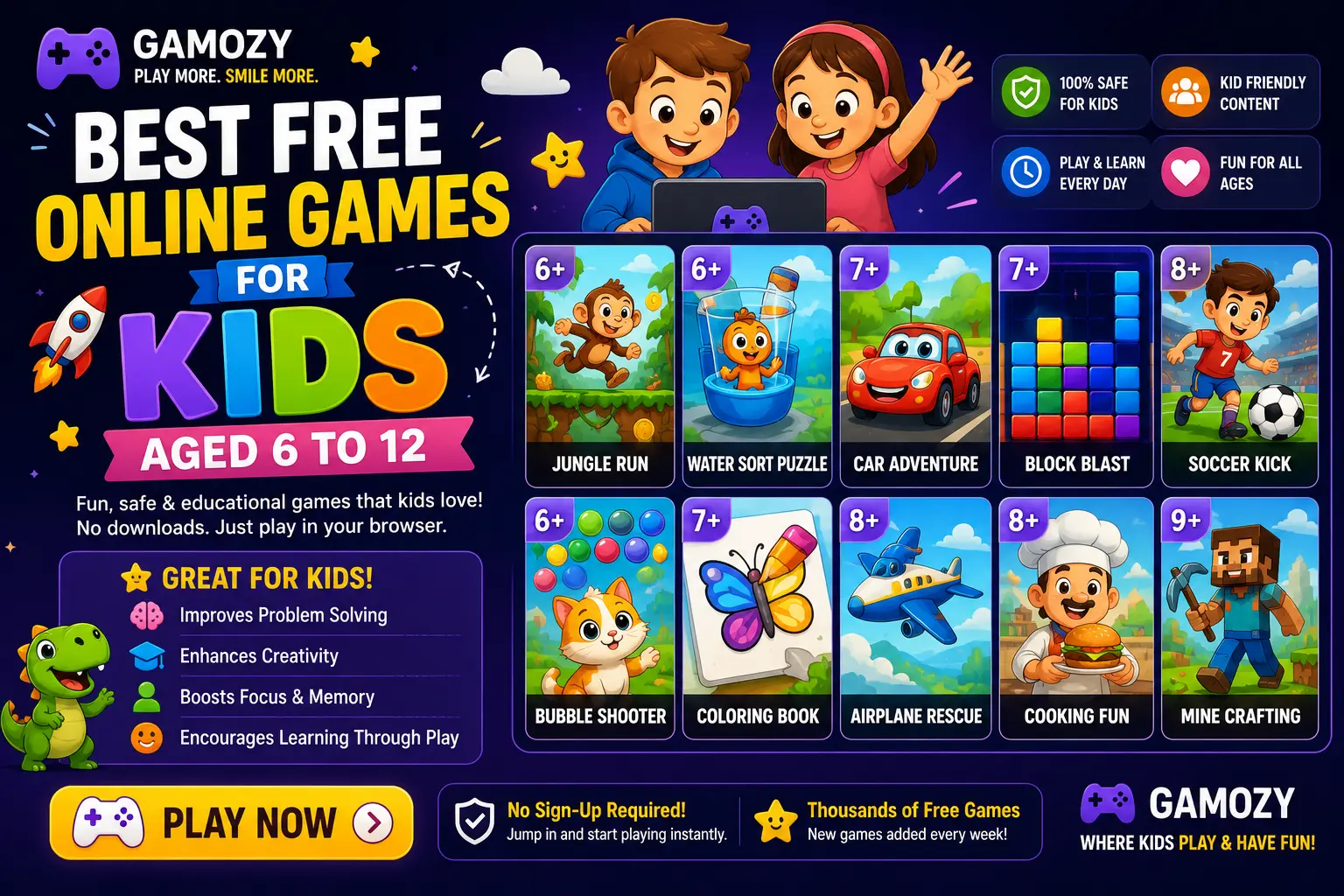 Best Free Online Games for Kids Aged 6 to 12