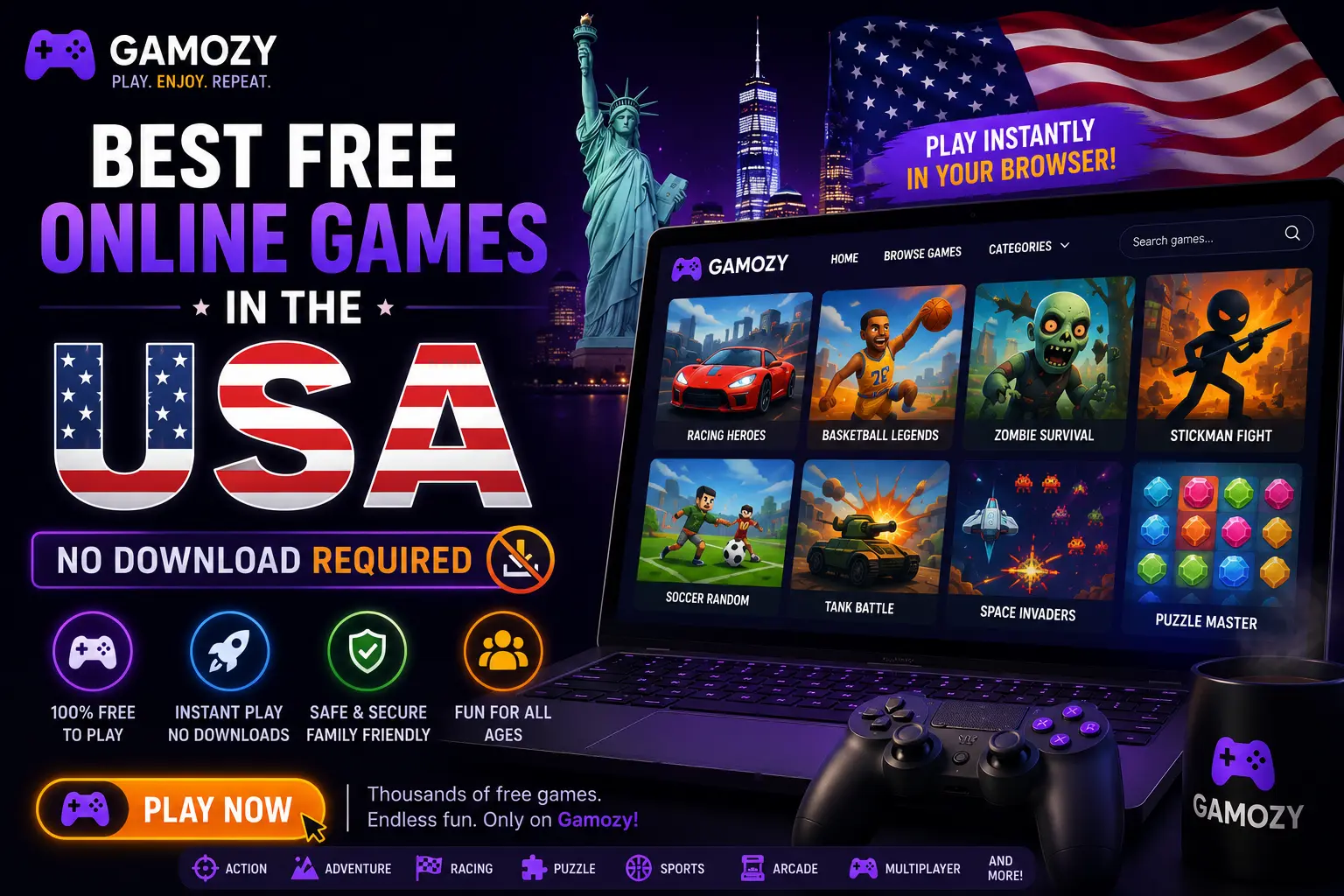Best Free Online Games in the USA — No Download Required