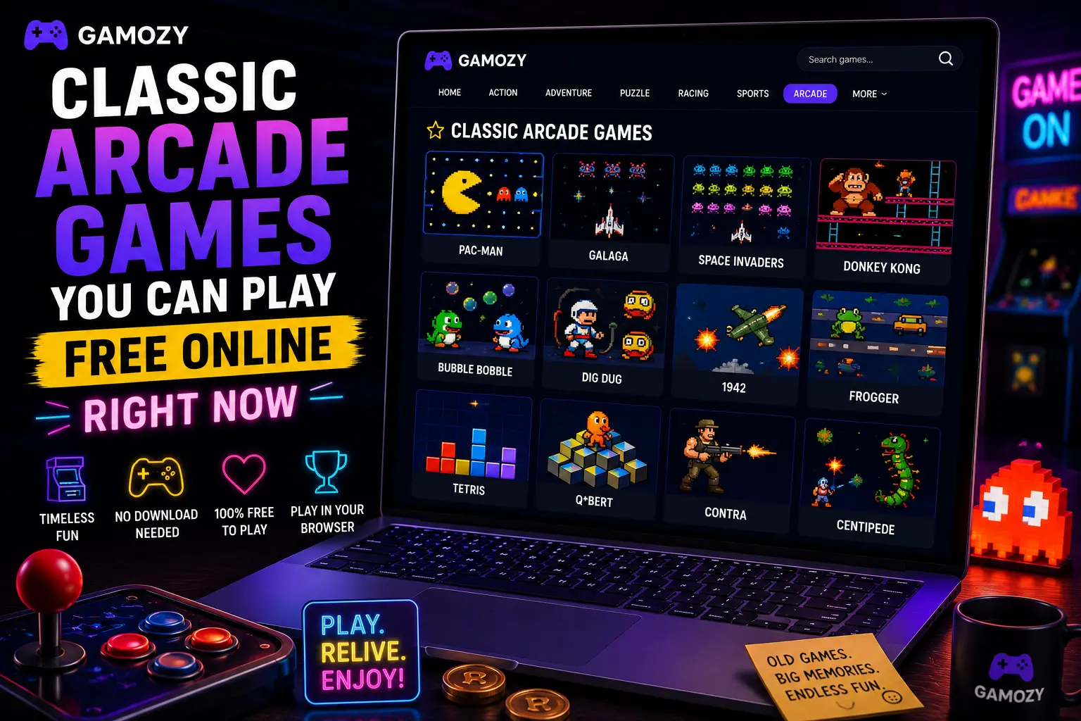 Classic Arcade Games You Can Play Free Online Right Now
