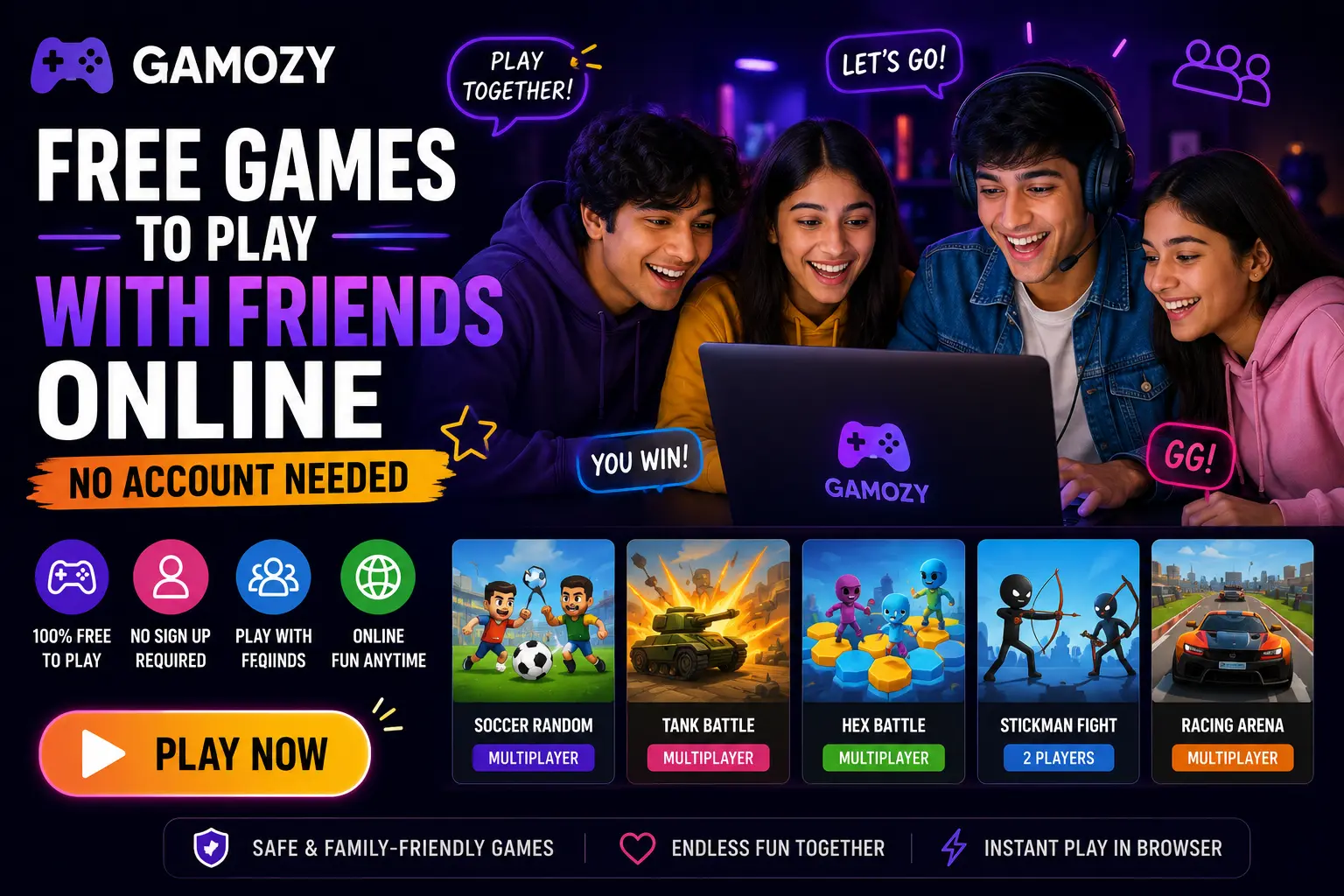 Free Games to Play With Friends Online — No Account Needed